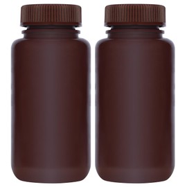 stonylab Amber Wide Mouth Reagent Bottle, 250 ml, PP Screw Cap, 2 Pack, Durable and Chemical Resistant Laboratory Supply