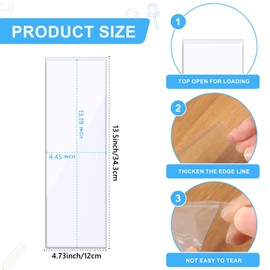 Outus 100 Pcs Clear Self Adhesive Pockets - Bin Labels for Storage Bins, Pocket Label Sleeves, Plastic Index Card Holder with Top Open for Organizing Bins Box Drawer(13.5 x 4.73 Inch)