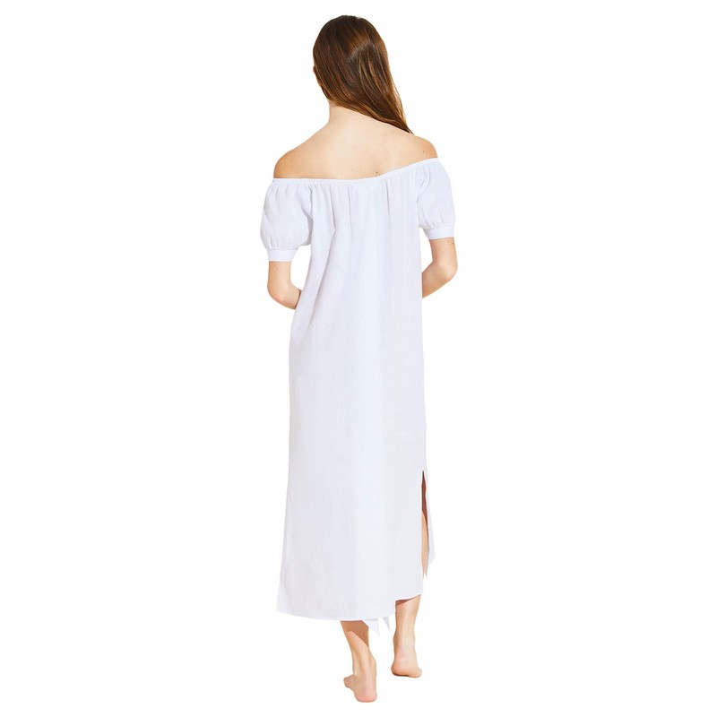 Eberjey Linen Solid - The Harper Dress White LG