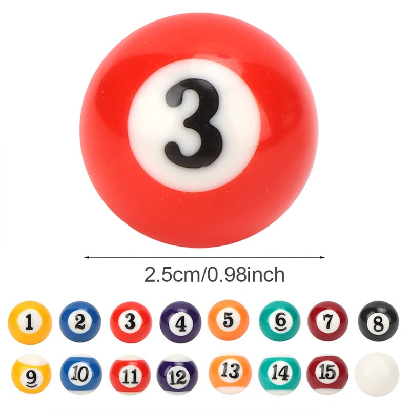 25MM Billiard Balls Set, 16PCS Resin Small PoolBalls with Numbered