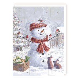 Tracks Traditional Smiling Snowman Advent Calendar - 24 Doors Christmas Countdown, White