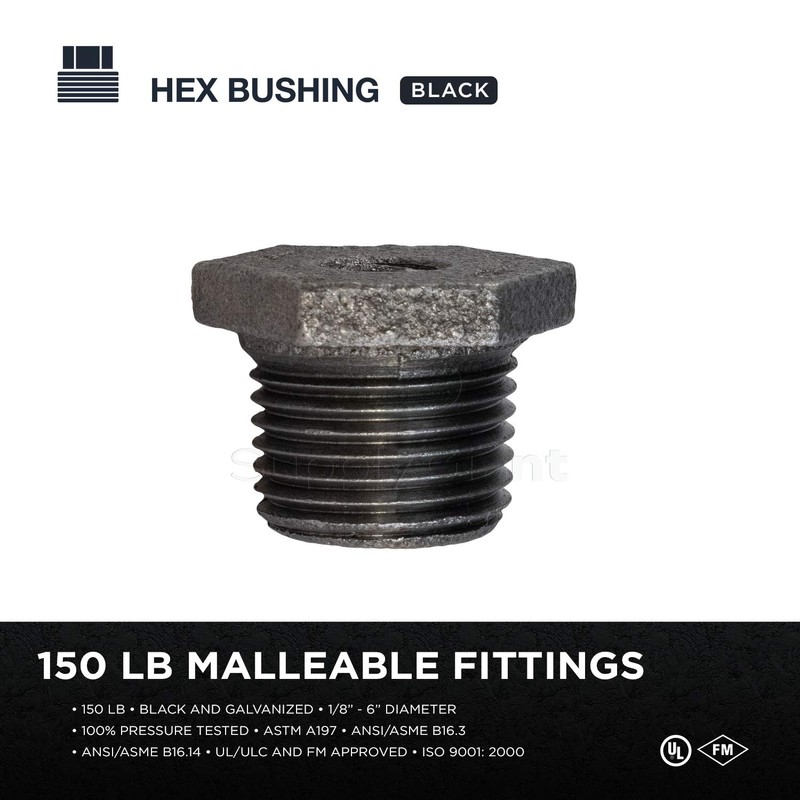 SUPPLY GIANT CNCV4004 2" x 1/2" Black Malleable Iron Bushing