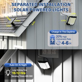 Solar Flood Lights Outdoor Waterproof, 4-Pack 186 LED Solar Wall Light Outside 2500LM, 3 Modes Remote Control with Motion Sensor, Dusk to Dawn Luces Solares, IP65 for Yard, Patio, Garden, Garage