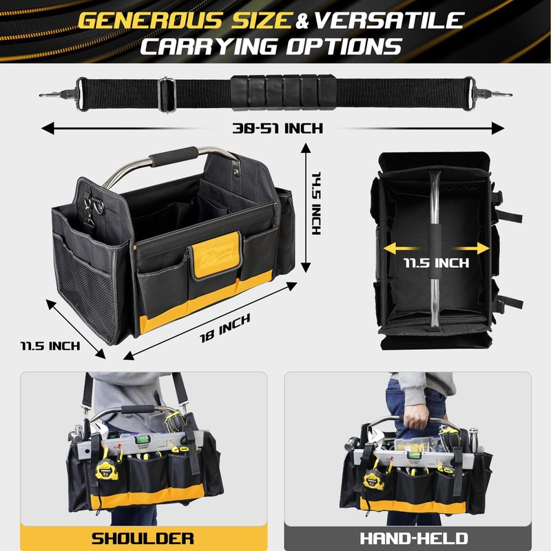 18 Inch Open Top Tool Bag, Tool Bags for Men