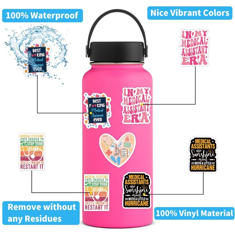 104 Pcs Funny Medical Assistant Stickers, Medical Assistant Gifts for