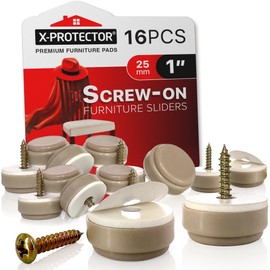 Chair Glides X-PROTECTOR – 16 PCS 1" Furniture Glides – Screw-On Chair Sliders – Premium Chair Leg Floor Protectors – Slide Furniture Effortlessly on All Floor Types with ​​Small Furniture Sliders!