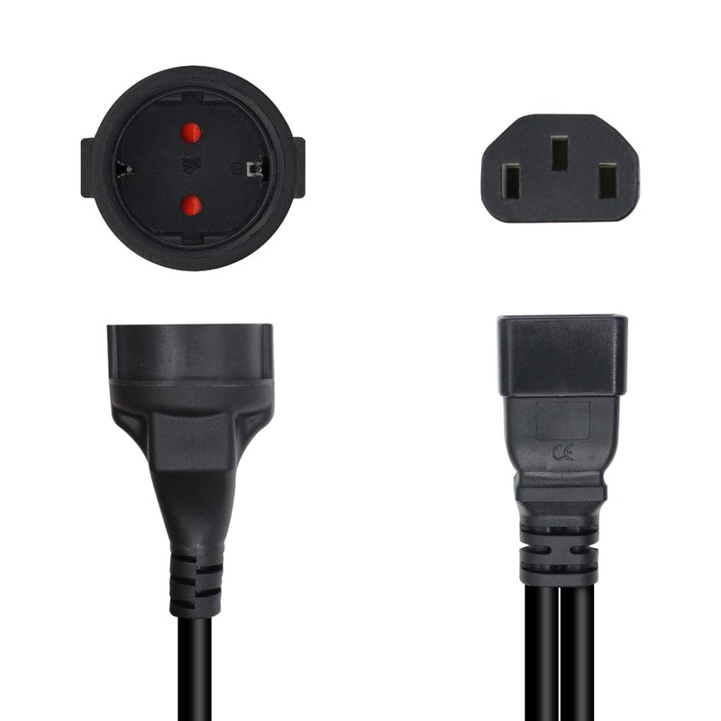 RIIEYOCA 2-in-1 Mains Adapter Cable for UPS Plug IEC 320