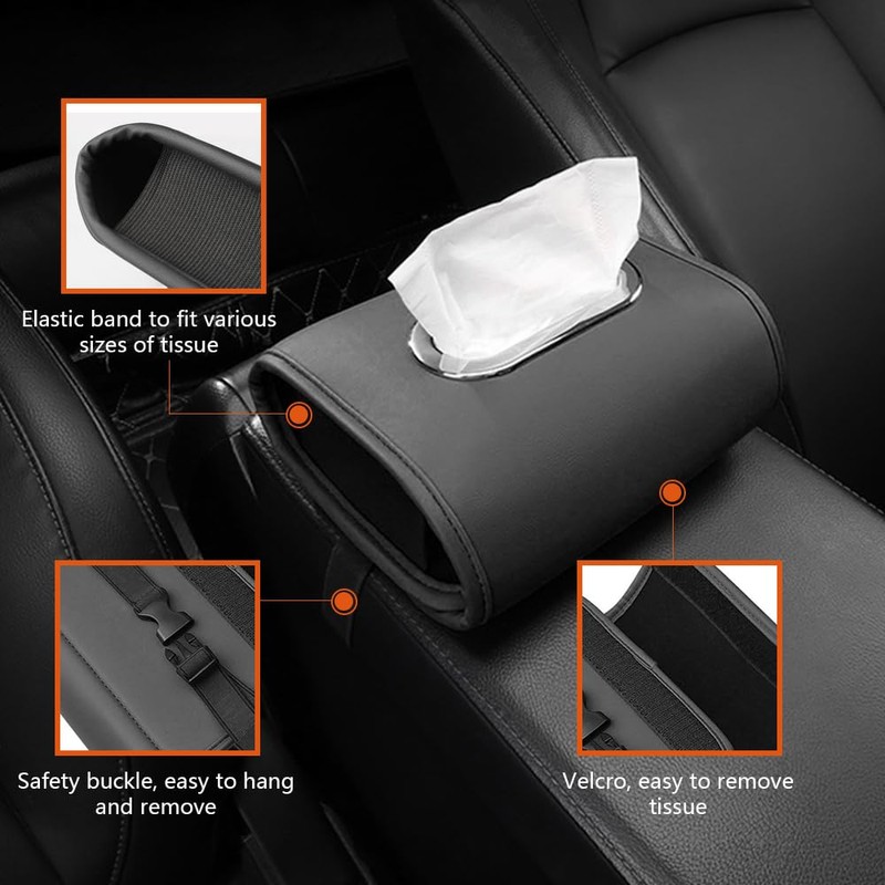 FDEETY PU Leather Car Tissue Box Tissue Holder Napkin Clip