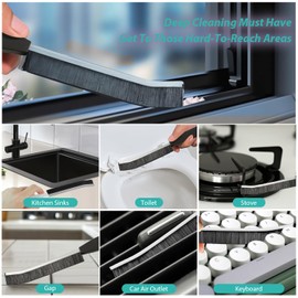 2PCS Crevice Cleaning Brush, Hard Bristle Cleaning Supplies, Bathroom Gap Brush, Cleaning Brush Tools,Grout Brush, Toilet Brushes Household Cleaning Brushes for Bathtub, Sink, Window（DarkBlack）