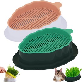 YUMINGUHC 2Pcs Cat Grass Planter (No Seeds Included) Wheatgrass Planting Trays Hydroponic Cat Grass Growing Kits for Indoor Cats Soilless Organic Nursery Box Pet Grass Pot (M)