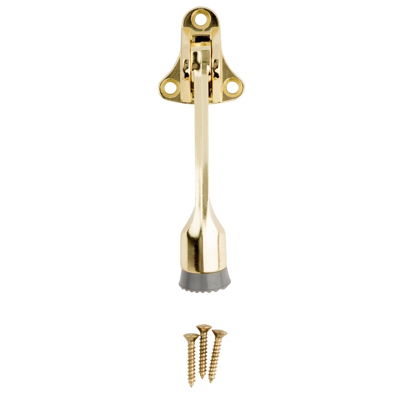 National Hardware N184-259 V238 Kickdown Door Stop in Brass,4 Inch