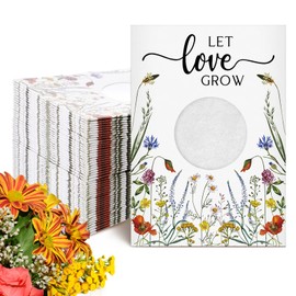 Fumete 50 Pcs Let Love Grow Seed Packets Wedding Favor for Guests Bulk Envelope Kraft Bag with Window Flower Resealable Seed Storage Packets for Wedding Party Favors Bridal Shower