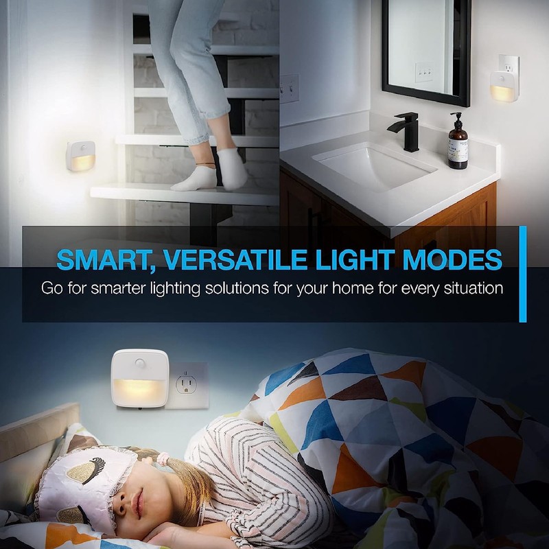 3PCS Plug in Night Light Motion Sensor Dusk to Dawn