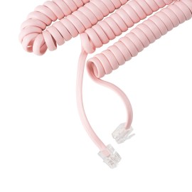 iSoHo Phones Phone Cord for Landline Phone – Tangle-Free, Curly Telephones Land - Ladies Pink