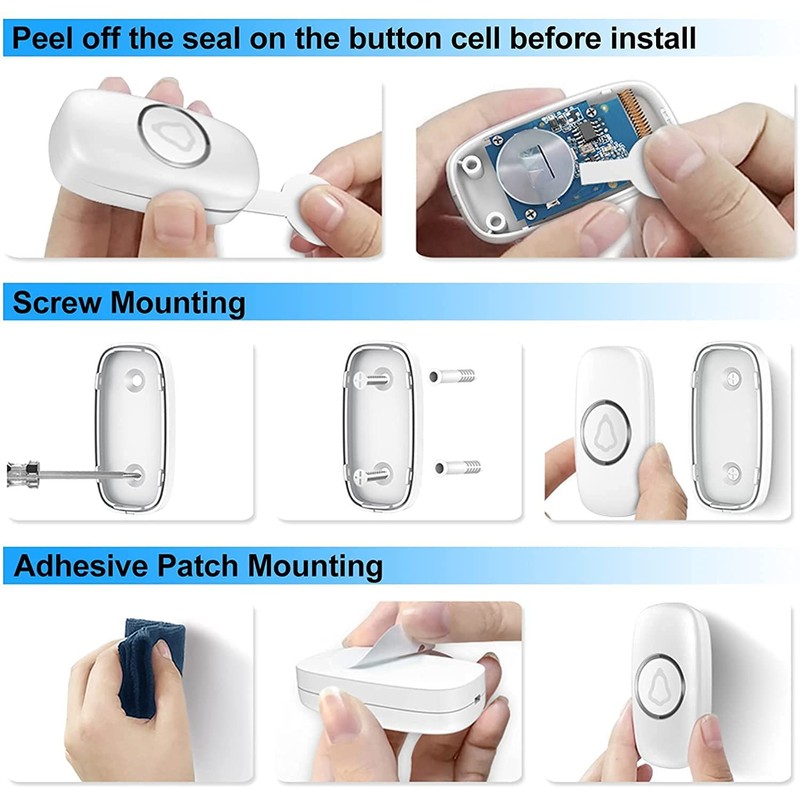 SECRUI Wireless Doorbell, Waterproof Mini Doorbell 1,000ft Range Loud Enough