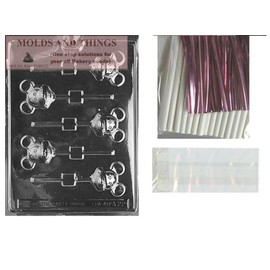 Mickey the Mouse Lolly Chocolate Candy Mold Mickey Mouse Lolly Chocolate Candy Mold Mickey Mouse chocolate mold With © Molding Instruction+set of 25 Lollipop Packaging Kit