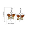 Sterling Silver Baltic Honey and Lemon Butterfly Stud Earrings, Baltic
