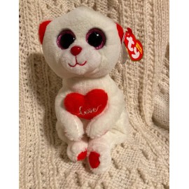 Ty Beanie Bellies ‘DESI’ Valentine’s White Bear With Red Heart NEW w/ Tag (2022)