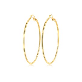 JEMARA Gold Hoop Earrings for Women Hypoallergenic Stainless Steel Large Thin Gold Hoop Earrings Lightweight Big Hoops Aretes de Acero Inoxidable para Mujer