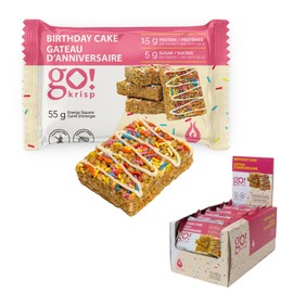 Jimmy Sevigny GoKrisp, Energy Square by Jimmy Sevigny, Birthday Cake, 15 gr Protein Pastry, Nut & Peanut Free, Gluten Free |12-Pack