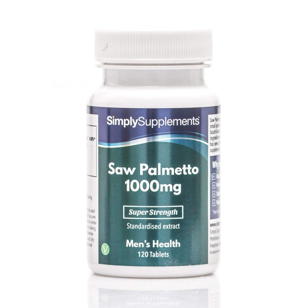 Saw Palmetto (Sägepalme) 1000mg - 120 Tabletten - Geeignet für Veganer - Versorgung für bis zu 2 Monaten - SimplySupplements