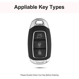 SHANGHONG for Hyundai Key Fob Cover with Keychain Genuine Leather Crystal Key Case Protector Compatible with 2022 2021 2020 Hyundai Sonata Santa fe Tucson Keyless Entry 5 Buttons Smart Key (Pink)