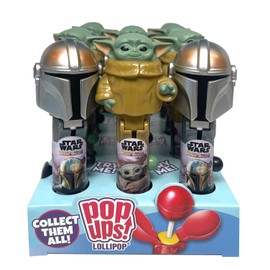 Pop Ups! Mando Lollipop Holder | Collectable Mando Toy Lollipop Case | Party Favors for Goodie Bags, Piñata Candy, Game Prizes | Mando & Grogu Set of 12 | Lollipops Included