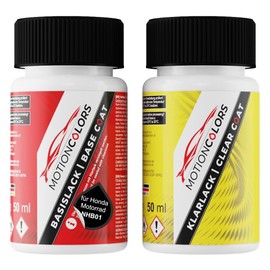 MOTIONCOLORS Graphite Black NHB01 für Honda Motorrad Motorradlack Lackstift Set Basislack und Klarlack je 50ml