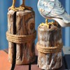 SEWACC 2Pcs Wooden Seagull Figurine 2 Size Mediterranean Style Seabird