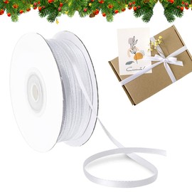 Satin Ribbon White, Gift Ribbon 3 mm x 91 m Decorative Ribbon White for Crafts Gifts Packaging, Satin Ribbon Fabric Ribbon Silk Ribbon for Birthday Wedding Christmas Christening Decoration