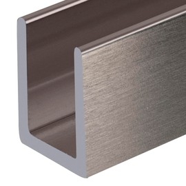 Brixwell SDCD3812BN-CCP12 Brushed Nickel Frameless Shower Door Aluminum Deep U-Channel for 3/8" Thick Glass - 12" Stock Length