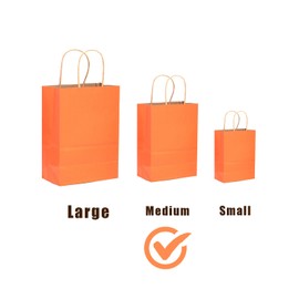Gcardist Medium 16 Pieces Kraft Bags with Handles 27 x 21 x 11 cm Gift Bags Orange Senior Colour Bags Multiple Use (Medium Size, 7.6 x 4.75 x 10.5 inches)