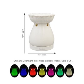 EcoGecko Aromatherapy Essential Oil Diffuser & Candle Holder with Changing Color LED Lights