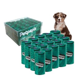 300 Bolsas biodegradables para recoger popo de perro/Petpopis / (20 rollos)