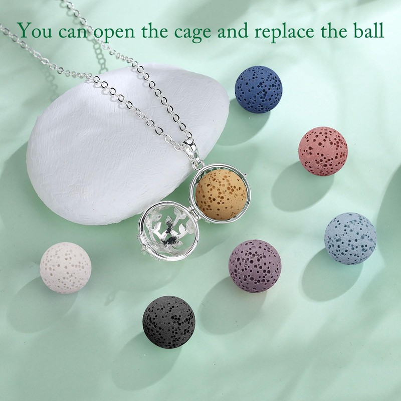 INFUSEU Aromatherapy Necklaces for Women Essential Oil Diffuser Jewelry Lava