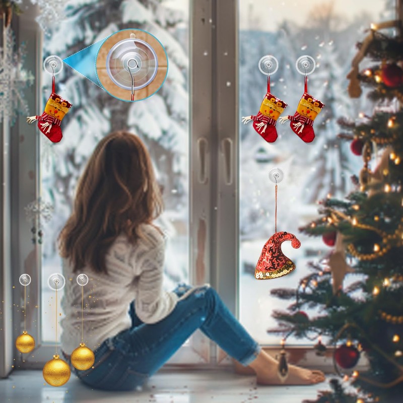 ETwinCoo 14 Pack Suction Cup Hooks,1.77 Inches Strongest Clear PVC