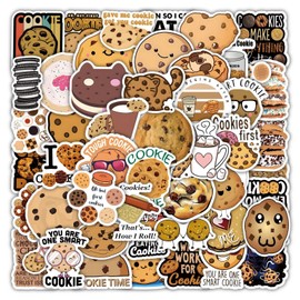 50PCS Cute Cookies Stickers,Funny Cookie Food Stickers for Creative Baking, DIY Crafts, Kids’ Lunchbox, Party Desserts,Baking Sticker for Water Bottle, Laptop