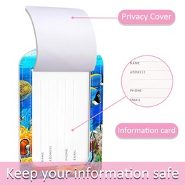 iapodiad Luggage Tags for Suitcase,2 Pack Tropical Fish Luggage Tag,PU Leather Id Label Luggage Tags with Stainless Steel Loop and Privacy Cover for Women Men Teens Travel