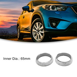 ACROPIX 2pcs Car Exhaust Test Tube Header Manifold Downspout Donut Gasket 65mm Inner Diameter Silver Tone
