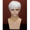 Mens White Wig Realistic Natural Synthetic Male Side Part Wig