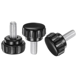 sourcing map 20pcs M8 x 15mm Male Thread Knurled Knobs, Thumb Screws Clamping Knobs Grip 25mm Plastic Round Head Hand Knobs Thumbscrews, Black