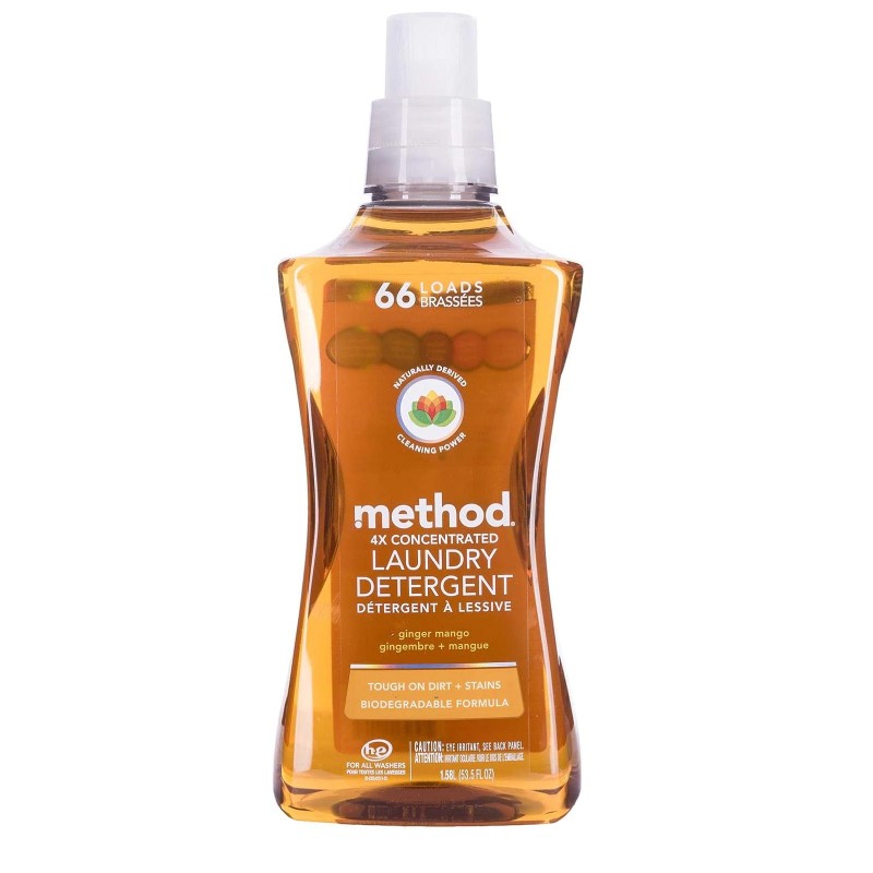 Method Liquid Laundry Detergent, Ginger Mango, 66 Loads Per Bottle,53.5