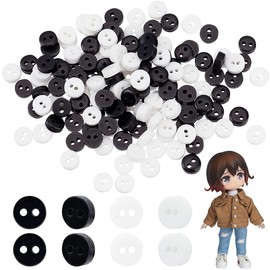 FINGERINSPIRE 800Pcs 6mm Mini Resin Buttons Black & White Resin Micro Buttons with Pattern Round Tiny Buttons Small 2 Holes Button Sewing Tools Decorative Button for Doll Clothe Bag DIY Handmade Craft