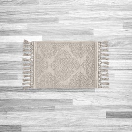 Jean Pierre - Ricardo Bath Mat, Woven Fringe Bathroom Rugs, 100% Cotton, Premium Bathroom Decor - Measures 17" x 31" - Light Gray