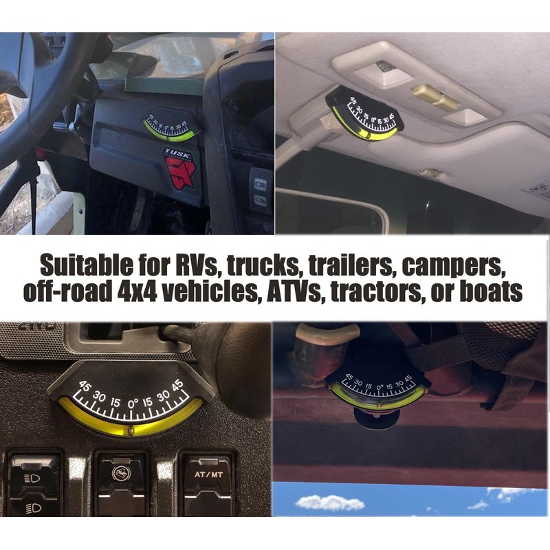 RQG 2 Pack Brass Offroad Inclinometer, High Definition Small RV