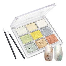 aoyiro Prop Nail Art Watercolor Pearl, 9 Color Palette, Complete with 2 Brushes, Free (2-Gold Sunflower)