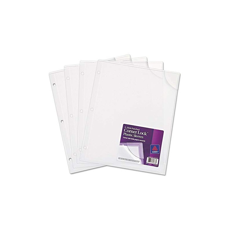 Corner Lock 3-Hole Punched Plastic Sleeves