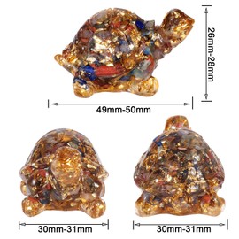 KYEYGWO Pack of 2 Mini Colourful Crystal Crystal Turtle Statue Gold Foil Turtle Figures Animal Sculpture Fengshui Ornament for Home Decoration Reiki