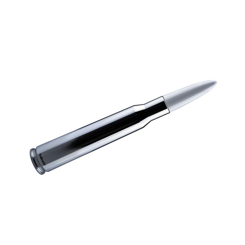 VMS Racing 50 Cal Caliber Chrome White TIP Bullet Antenna