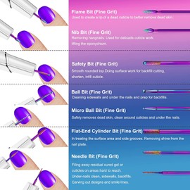 25Pcs Nail Drill Bits Set with Holder, 3/32 Inch Ceramic Tungsten Carbide Diamond Nail Drill Bit Cuticle Efile Remover for Home Salon Manicure Pedicure Acrylic Gel Polish